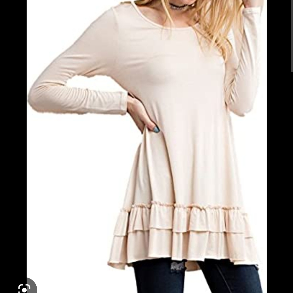 Easel Ruffle Long Sleeved Tunic